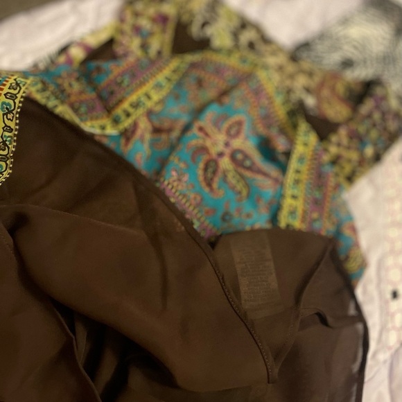 BOHO SLEEVELESS Beige by ECI choker fairy beaded, flowing blouse‎ women’s L - Picture 10 of 10